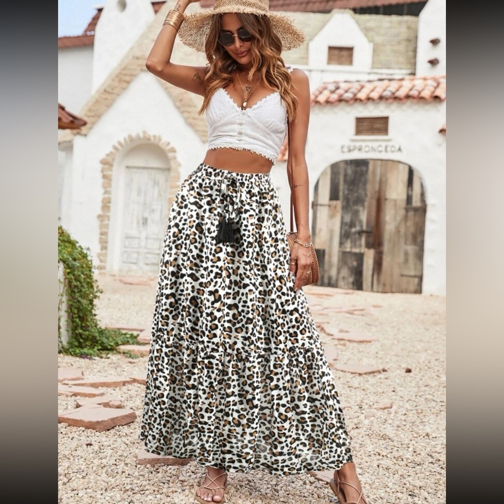 BTFBM leopard maxi skirt